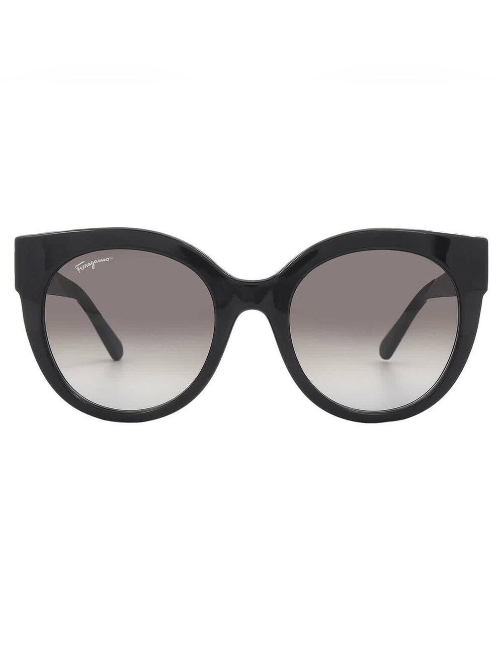 Salvatore Ferragamo Black Round Sunglasses with Gradient Lenses